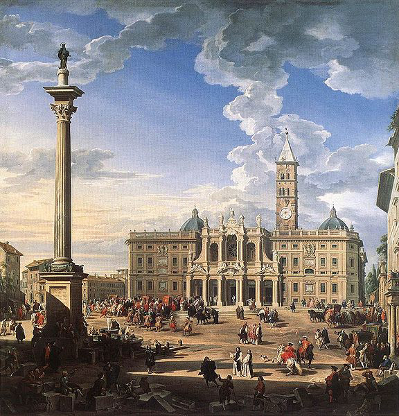 Rome, The Piazza and Church of Santa Maria Maggiore